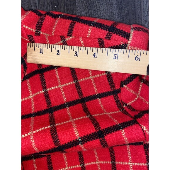 Courtenay Vintage Plaid Red Black Single-Button Blazer w/Shoulder Pads Size 14 - Picture 9 of 12